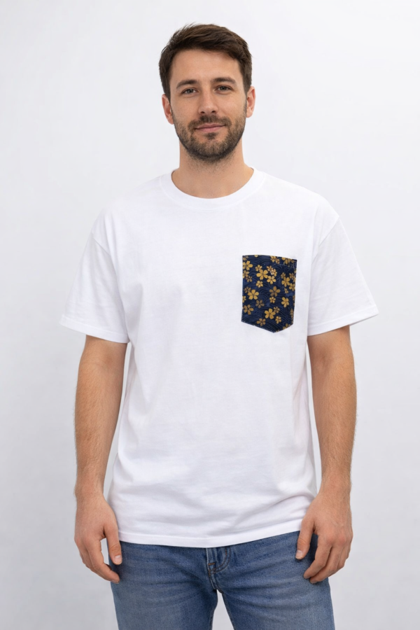 T-shirt blanc homme – poche artisanale