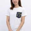 T-shirt blanc femme – poche artisanale