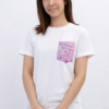T-shirt blanc femme – poche artisanale