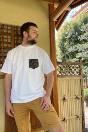 T-shirt blanc homme – poche artisanale