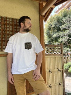 T-shirt blanc inspiration japonaise – poche artisanale